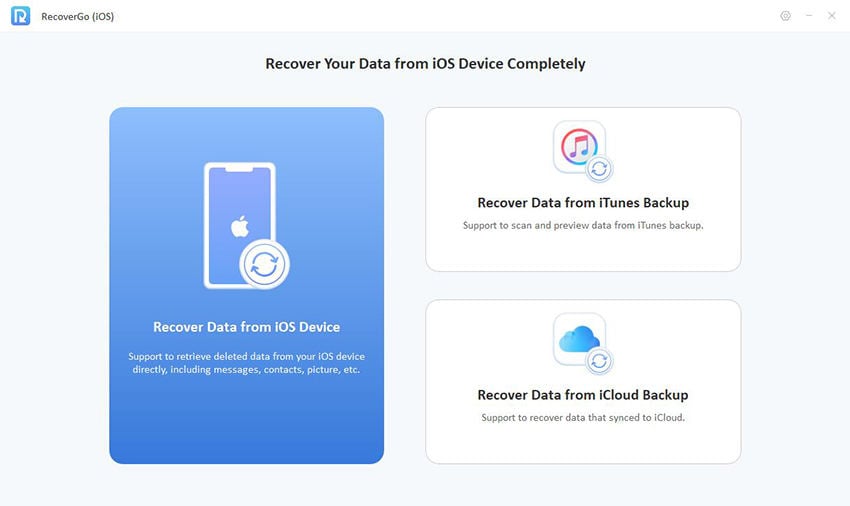Guía de Recovergo iOS: seleccione Recuperar datos del dispositivo iOS