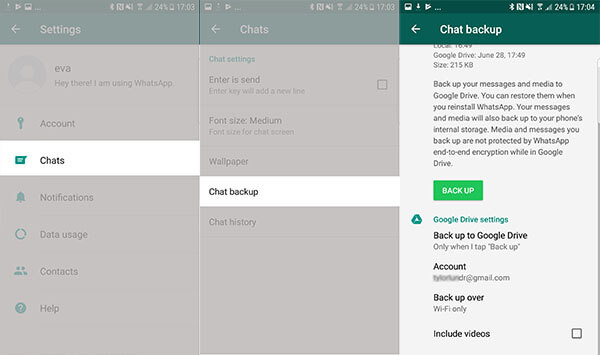 WhatsApp de copia de seguridad en Android