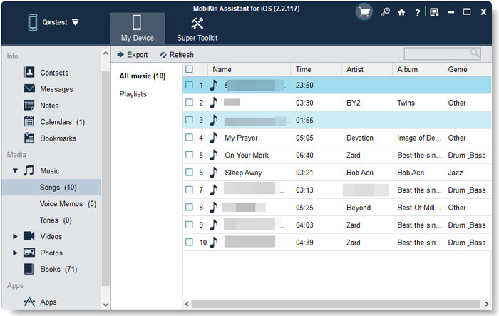 Seleccione archivos y comience a exportar