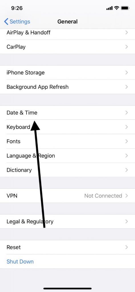 Fecha y hora si el iPad no puede conectarse a iTunes