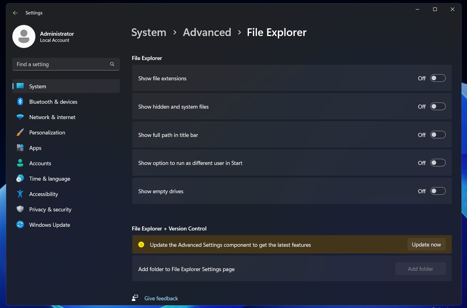 Configuración del explorador de archivos de ruta larga