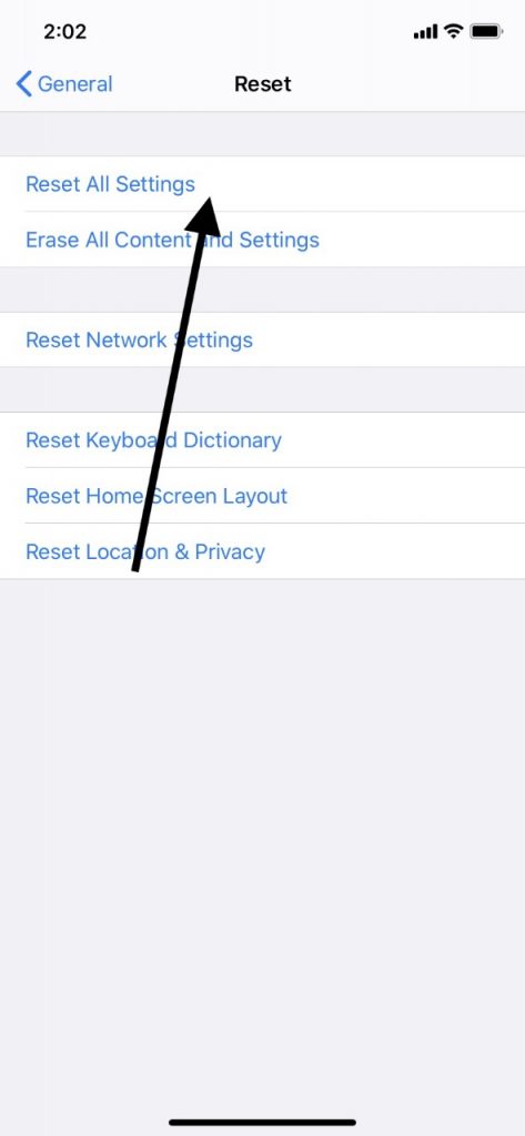 Restablecer todas las configuraciones para el congelamiento del iPad