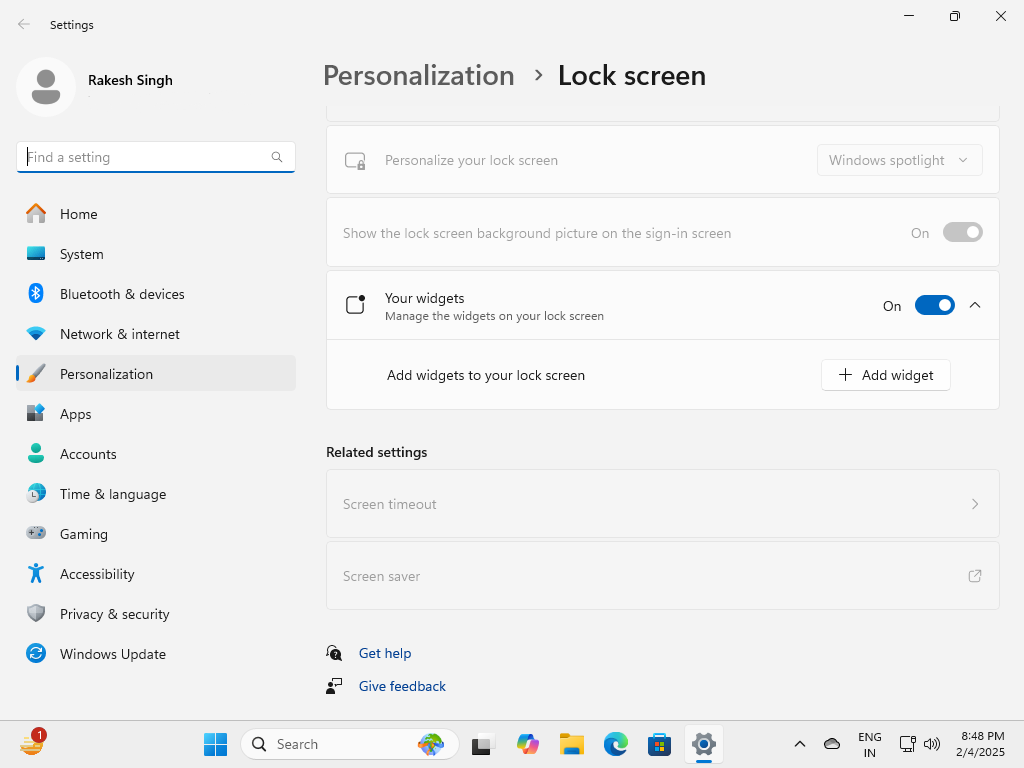 Bloquear Widgets Personalización de Widgets