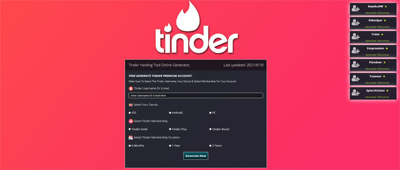 Generadores en línea de Tinder Gold