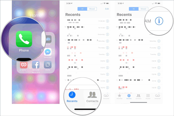 ¿Cómo agrego contactos al iPhone a través del historial de llamadas recientes?