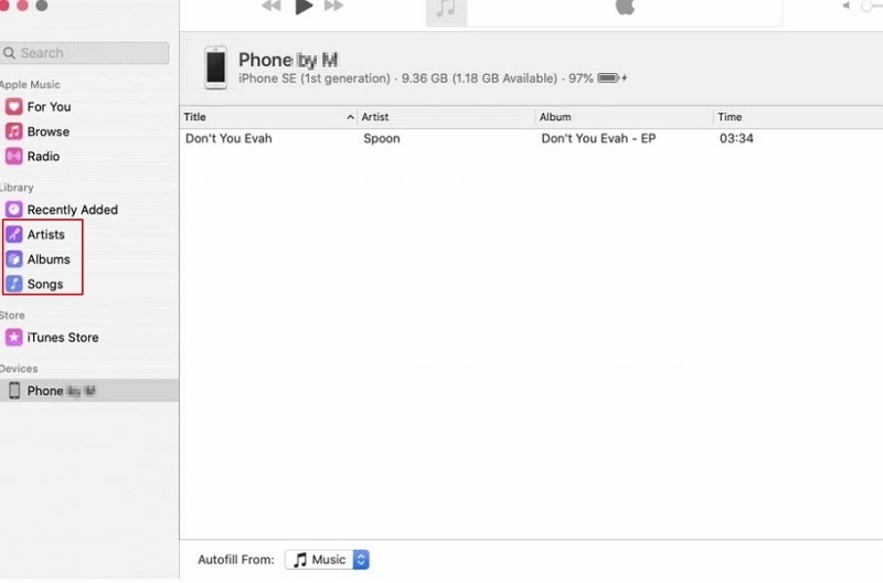 Agregar mp3 a iPhone a través de la aplicación Music en Mac