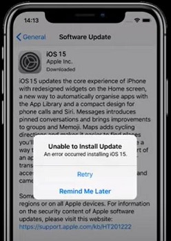 An error occurred installing ios 15.jpg