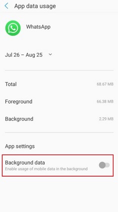 Datos de fondo para WhatsApp en Android