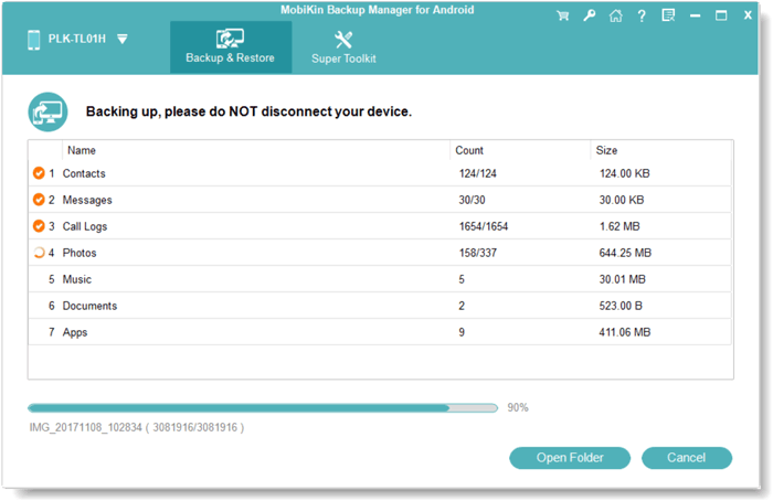 Archive de mensajes de texto como copia de seguridad a través de una copia de seguridad y restauración de Android