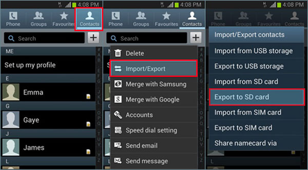 Realice una copia de seguridad y restaure los contactos de Android a través de la tarjeta SD