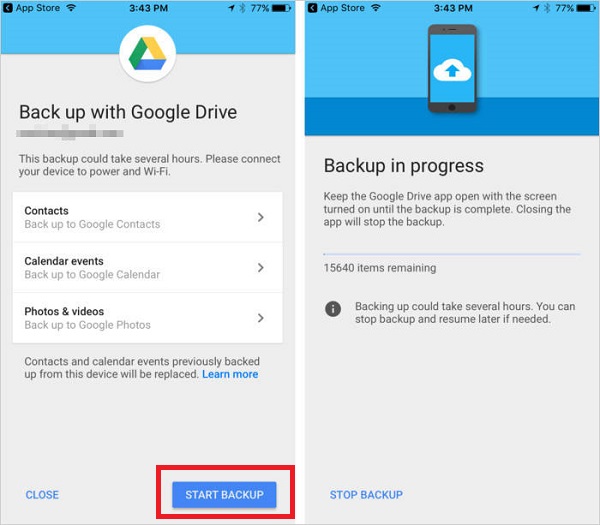 Transferir archivos entre iPhone y Android a través de Google Drive