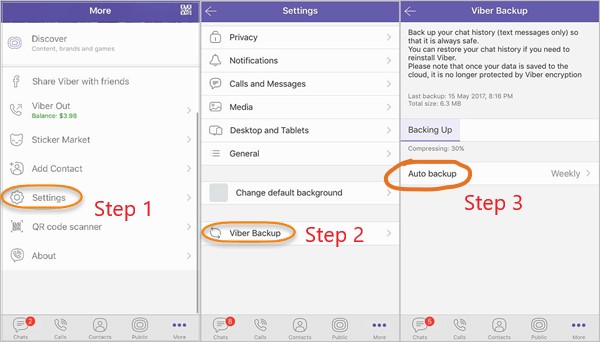 Viber de copia de seguridad en iPhone