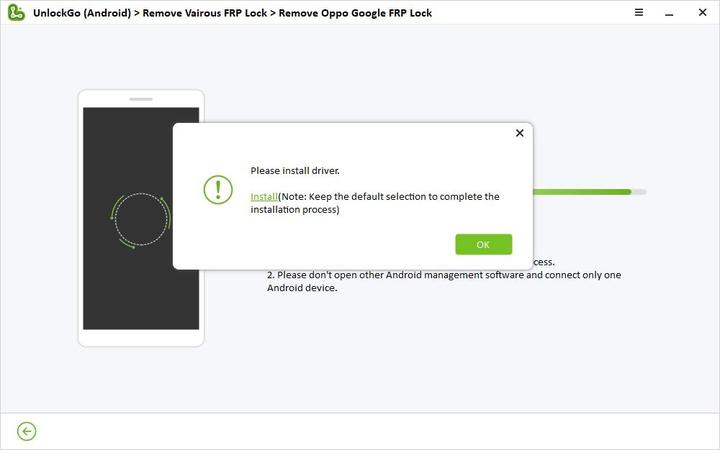 Instale el controlador para evitar OPPO FRP