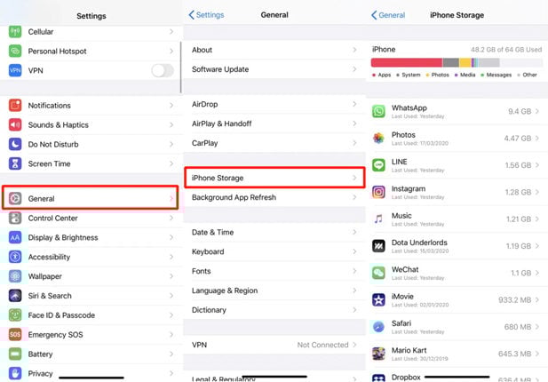 Revise el almacenamiento en iPhone