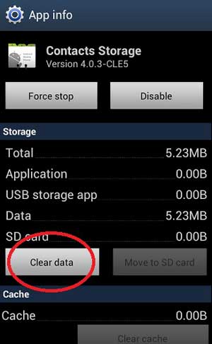 Eliminar datos en la aplicación de contactos