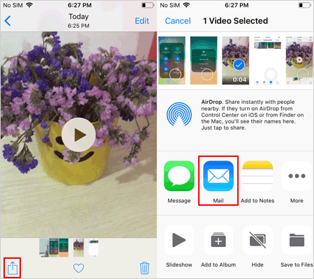 Envíe un correo electrónico a los videos de iPhone al iPad