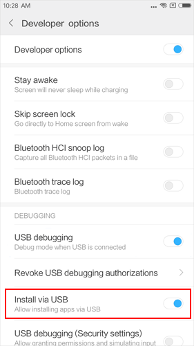 Instalar a través de USB