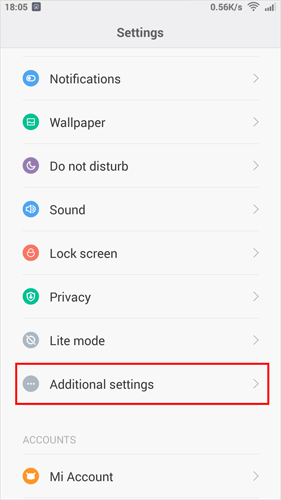 Encienda la depuración USB en Redmi
