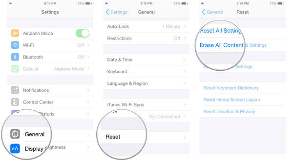 borrar todo el contenido y la configuración en iPhone