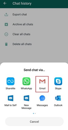 Exportar datos a través de Gmail