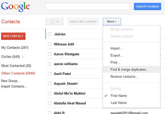 Eliminar un número de teléfono de mi teléfono a través de Google Contactos