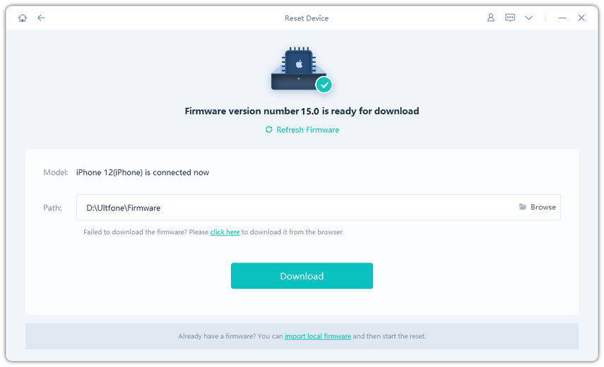 Interfaz principal de reparación del sistema ultfone iOS