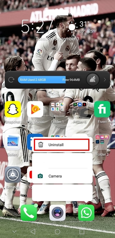 Seleccione la opción Desinstalar