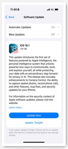 Actualizar la versión de iOS