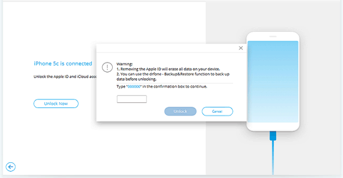 Ingrese la información requerida para desbloquear la cuenta iCloud