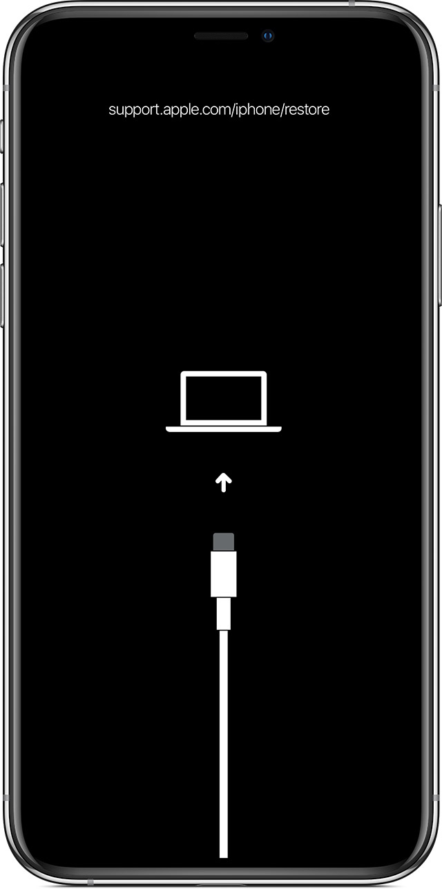 Pantalla del modo de recuperación de iPhone
