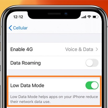 Apague el modo de datos bajos en el iPhone