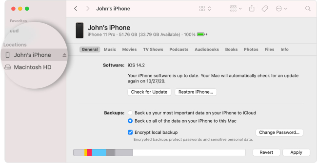 MacOS Finder localizar dispositivo conectado