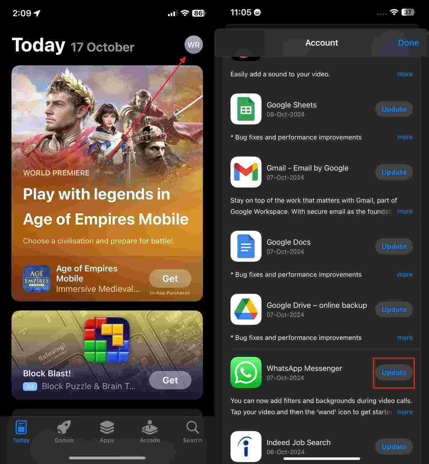 Actualizar WhatsApp desde App Store