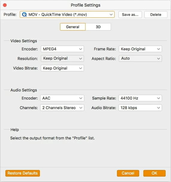Configuración del convertidor WMV a MoV