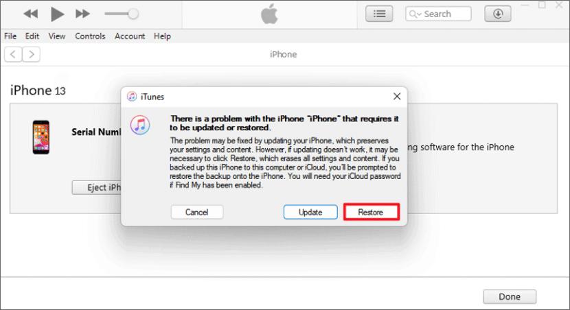 Use iTunes para desbloquear iPhone si está bloqueado permanentemente de iPhone
