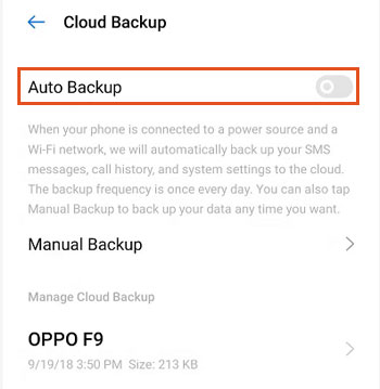 Restaurar datos del teléfono Oppo a través de Oppo Cloud