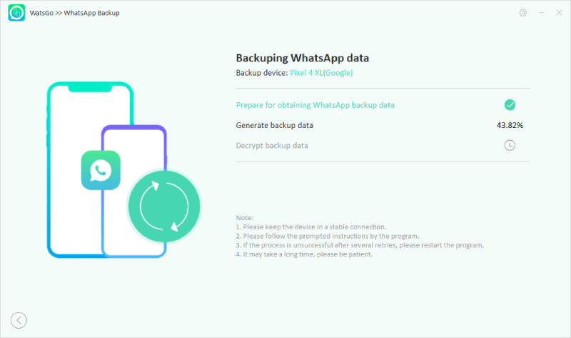 Guía de Watsgo - Empiece a obtener una copia de seguridad de WhatsApp