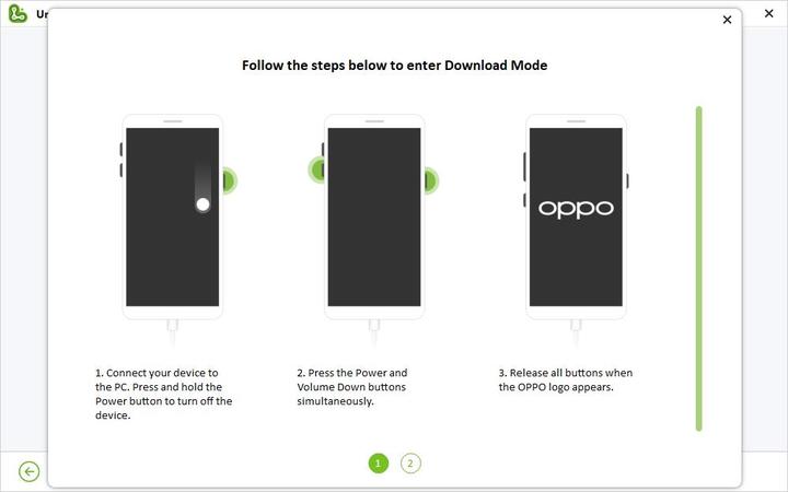 Ponga el dispositivo OPPO en el modo de descarga