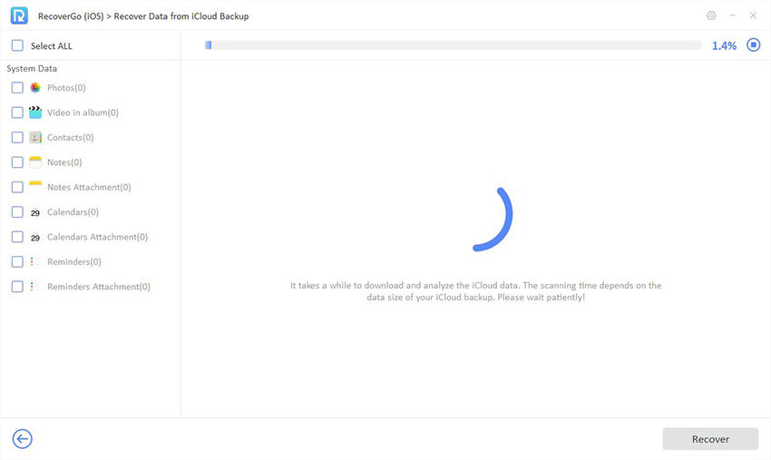 Guía de Recupergo iOS: escanear datos desde la copia de seguridad de iCloud