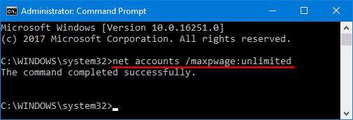 Eliminar el período de vencimiento de la contraseña de Windows
