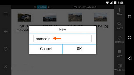 Cambiar el nombre de la carpeta Nomedia para arreglar la galería de Android sin mostrar imágenes