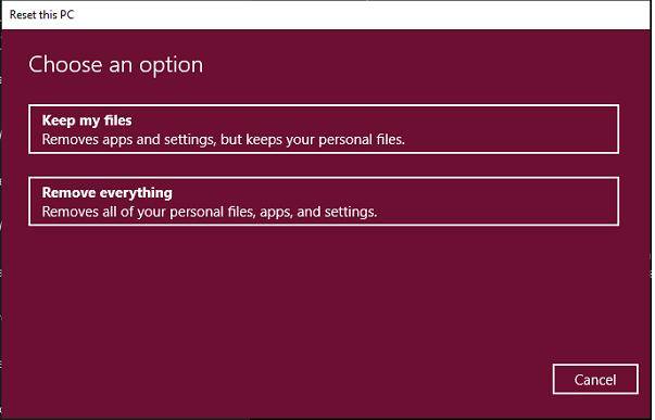 Restablecer Windows 10 de fábrica sin contraseña