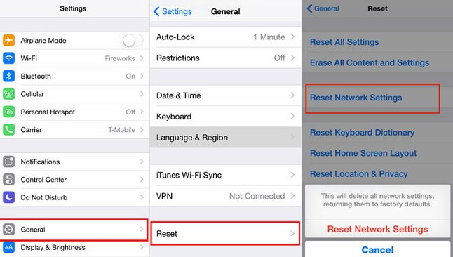 Restablecer Configuración de red iPhone