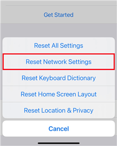 Reiniciar la configuración de la red para solucionar la verificación Falló la identificación de Apple