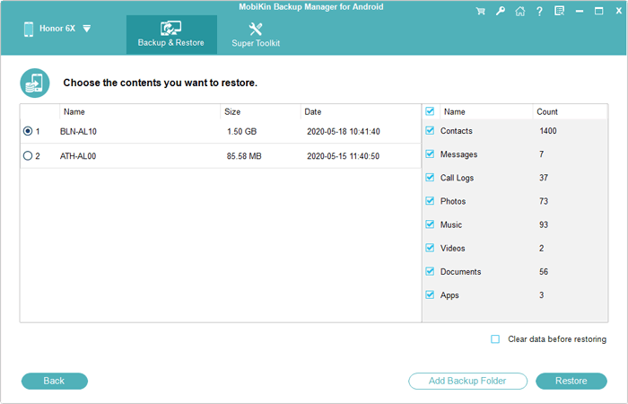 Restaurar contactos de Android
