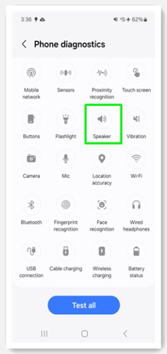 Prueba de orador para miembros de Samsung