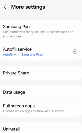 Deshabilitar la carpeta segura en Samsung desde la configuración de la carpeta segura