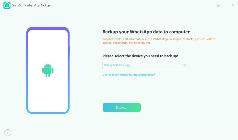 Guía de Watsgo: conecte el dispositivo Android para hacer una copia de seguridad