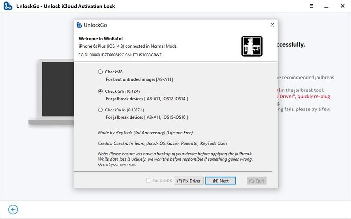 Seleccione la opción Jailbreaking