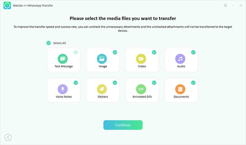 Seleccionar datos para transferir